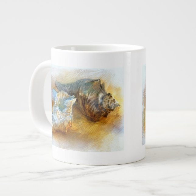 Taza De Café Grande Seashells en la playa (Izquierda)
