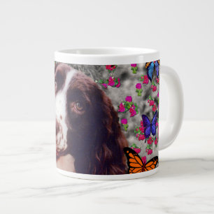 Taza De Café Grande Señora en mariposas - perro del perro de aguas de