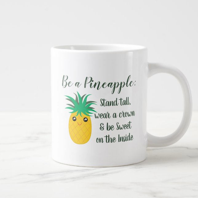 Taza De Café Grande Ser una cita motivacional Inspiradora de piña (Derecha)