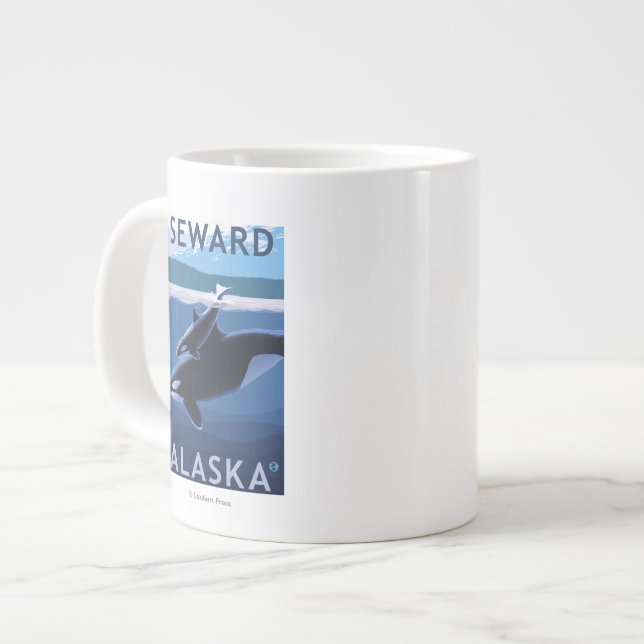 Taza De Café Grande Seward, AlaskaOrca y escena del becerro (Izquierda)