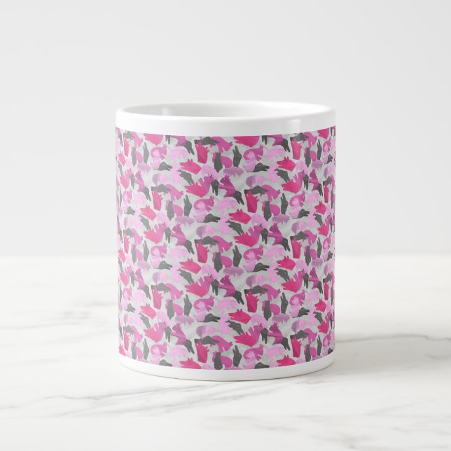 Taza De Café Grande Silhouette Animal Camouflage Pink (Frente)