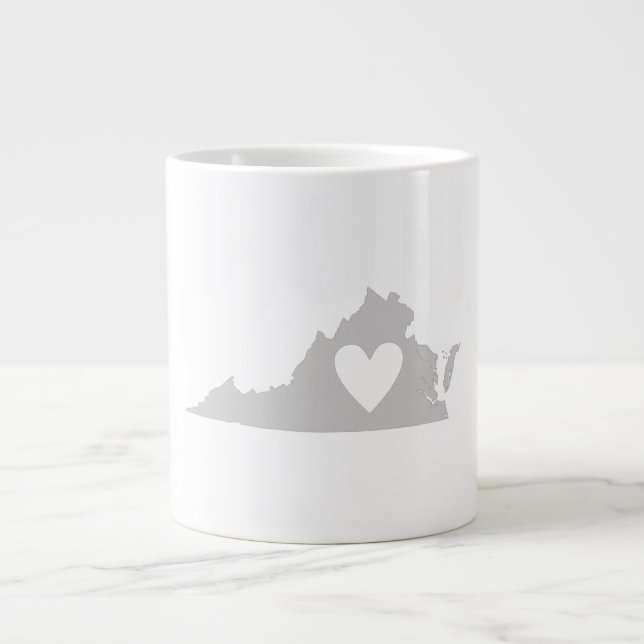 Taza De Café Grande Silhouette estatal Heart Virginia (Frente)