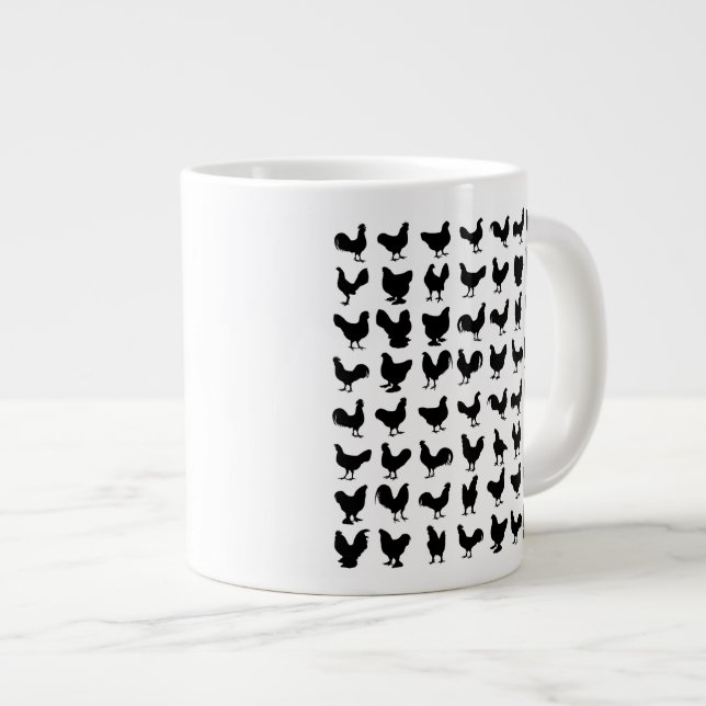 Taza De Café Grande Silhouettes de pollo (Derecha)
