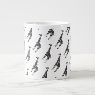 Taza De Café Grande Silhoutte negro y gris de la jirafa