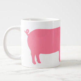 Taza De Café Grande Silueta de cerdo rosa | Fun Farm Animal