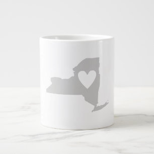 Taza De Café Grande Silueta del mapa del estado de Heart New York
