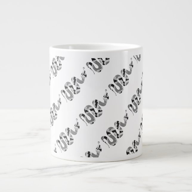 Taza De Café Grande Silueta gris y gris claro de serpiente (Frente)
