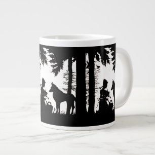 Taza De Café Grande Silueta negra Red Riding Hood Wolf Woods