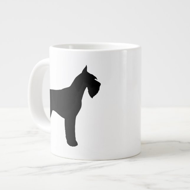 Taza De Café Grande Siluetas de perro de Schnauzer, gigante negro (Izquierda)