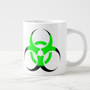 Taza De Café Grande Símbolo biológico de peligro verde y negro