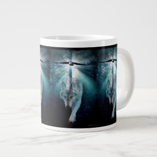 Taza De Café Grande Sopa Jumbo Wolf & Bald Eagle o Café Mug