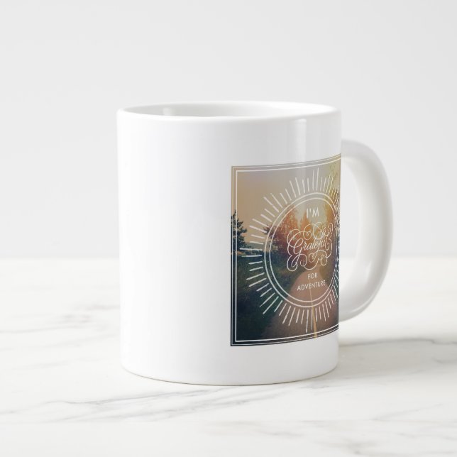 Taza De Café Grande Soy agradecido para la aventura (Derecha)