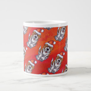Taza De Café Grande St. Bernard en patrón Gorra en rojo