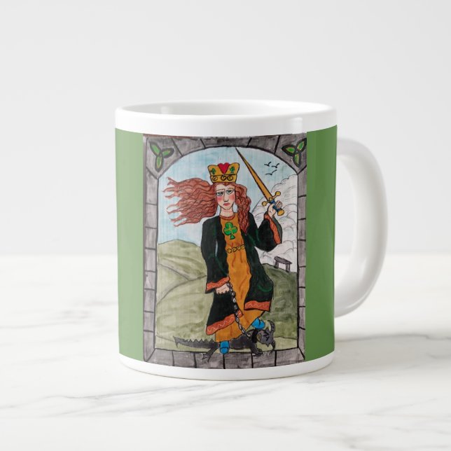 Taza De Café Grande St Dymphna, santo patrón de aflicciones mentales (Derecha)