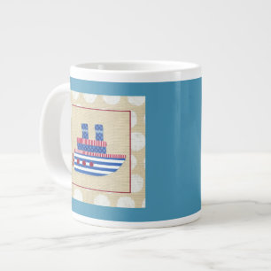 Taza De Café Grande Steship with Propeller and Blue Smostacks