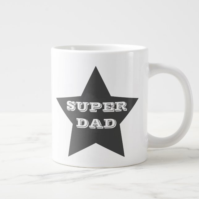 Taza De Café Grande SUPER DAD | Estrella gris Jumbo Mug (Derecha)