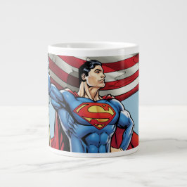 Taza De Café Grande Superman sostiene la bandera estadounidense