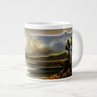 Taza De Café Grande Surge el sol en el desierto arte abstracto del sur