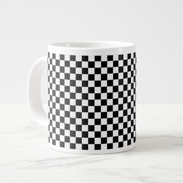 Taza De Café Grande Tablero de ajedrez clásico blanco y negro de STayl (Izquierda)