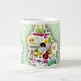 Taza De Café Grande Tan divertido como retro collage