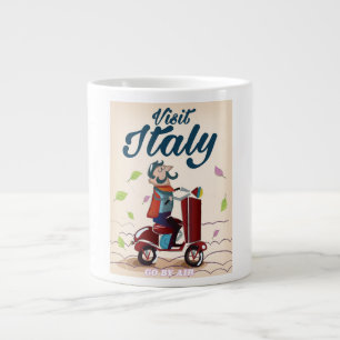 Taza De Café Grande Tarjeta postal de viaje vintage de Italia de dibuj