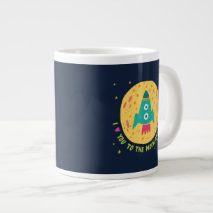 Taza De Café Grande Te amo a la luna y al Rocketship trasero