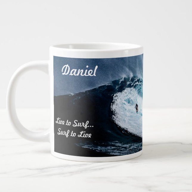 Taza De Café Grande Tema de Surfing personalizado en la Copa de Café (Izquierda)