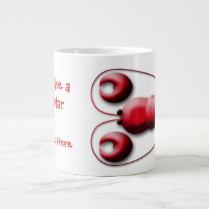 Taza De Café Grande Tenazas en forma de corazón de la langosta roja