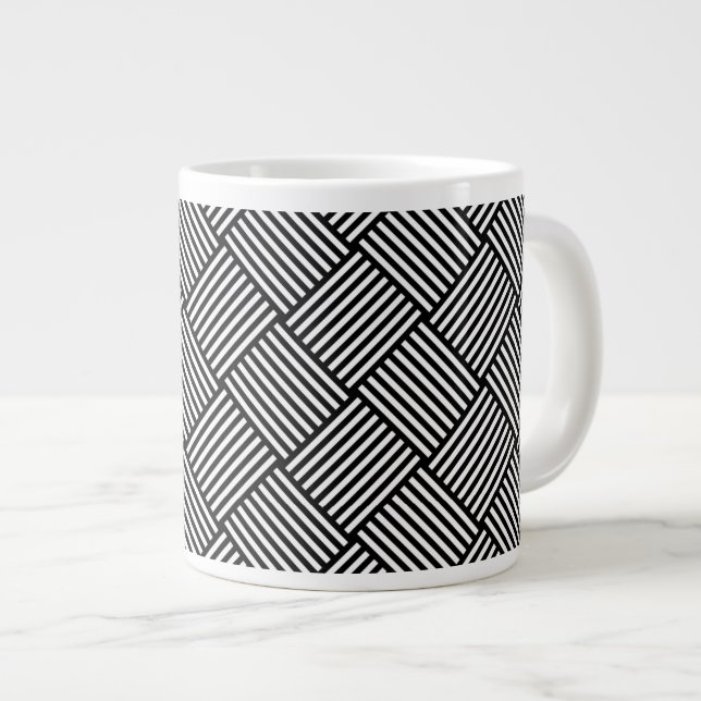 Taza De Café Grande Textura comprobada geométrica (Derecha)