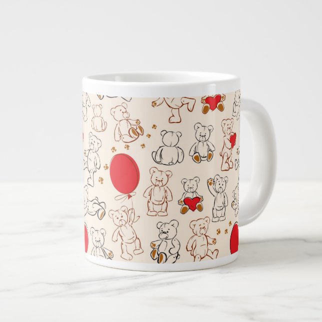 Taza De Café Grande Textura con los osos de peluche (Derecha)