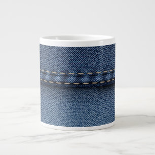 Taza De Café Grande Textura de vaqueros de mezclilla