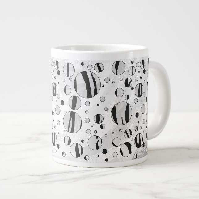 Taza De Café Grande Tigre de puntos de polka - Impresión en blanco y n (Derecha)