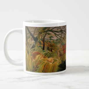 Taza De Café Grande Tigre en una tormenta tropical de Henri Rousseau