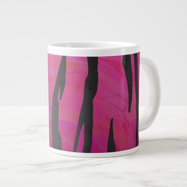 Taza De Café Grande Tigres de impresión rosada y negra caliente (Derecha)