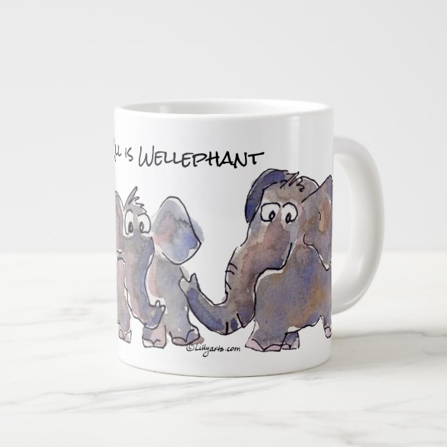 Taza De Café Grande Todos son elefantes Personalizados (Derecha)