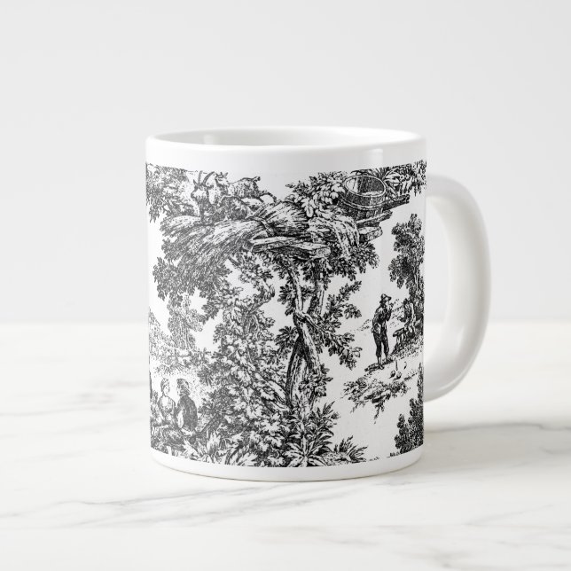 Taza De Café Grande Toile blanco y negro clásico (Derecha)