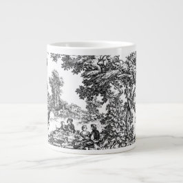 Taza De Café Grande Toile blanco y negro clásico