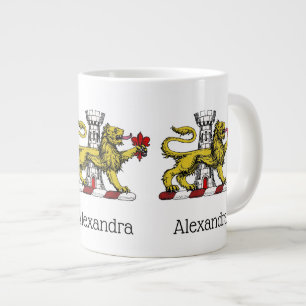 Taza De Café Grande Torre del León Emblema de la Cresta de la Fleur de