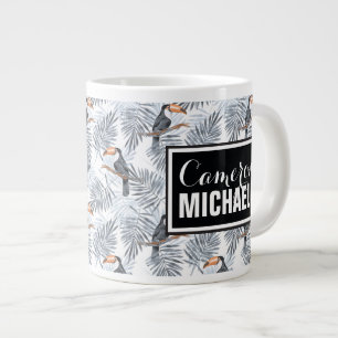 Taza De Café Grande Toucan gris el   añade su nombre
