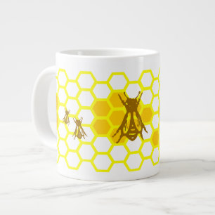 Taza De Café Grande Trama de patrón de abeja de miel