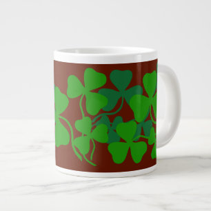 Taza De Café Grande Trébol irlandés, trébol verde /taza de café roja