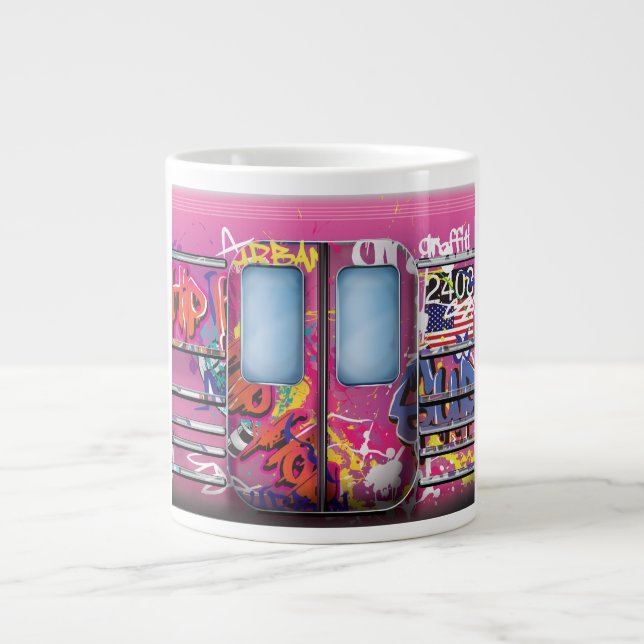 Taza De Café Grande Tren de metro de Graffiti (Frente)