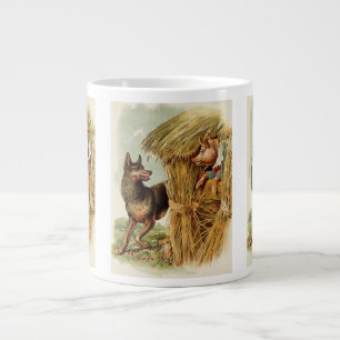Taza De Café Grande Tres cerditos lobo malo, cuento de hadas vintage