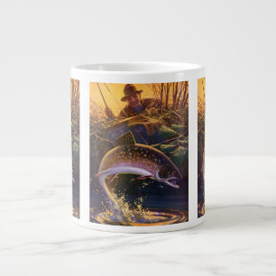 Taza De Café Grande Trucha de arroyo Pescador de peces, Pesca deportiv