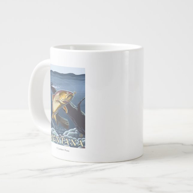 Taza De Café Grande Trucha que pesca la sección representativa - (Izquierda)