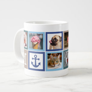Taza De Café Grande TUS FOTOGRAFÍAS Y MONOGRAM Jmbo Mug