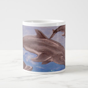 Taza De Café Grande Un pote de delfines juguetones