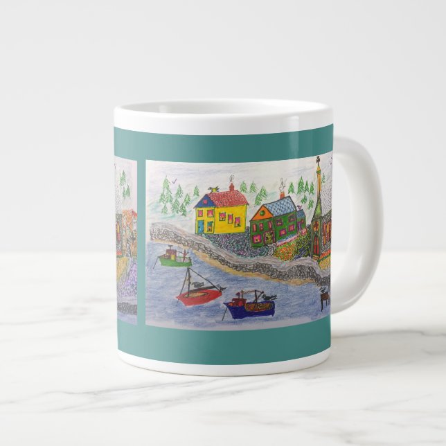 Taza De Café Grande Un pueblo pesquero septentrional (Derecha)