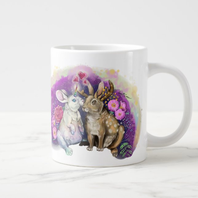 Taza De Café Grande Unibunny Kisses Jackalope Amor mágico (Derecha)