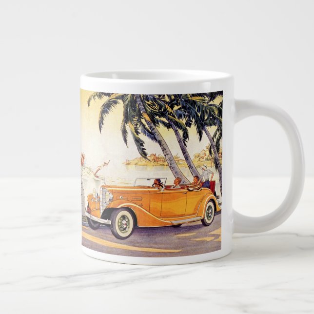 Taza De Café Grande Vacaciones familiares antiguas en un coche convert (Derecha)